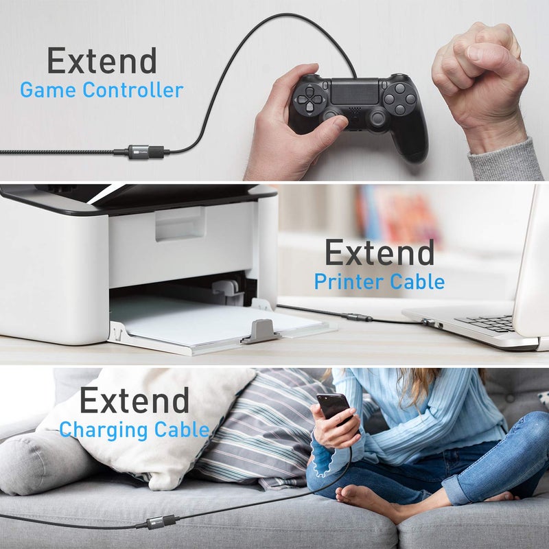ITD ITANDA 6FT USB Extension Cable USB 3.0 Extension Cord Type A Male to Female 5Gbps Data Transfer for Keyboard, Mouse, PlayStation, Xbox, Flash Drive, Printer, Camera and More, Grey - Image 5